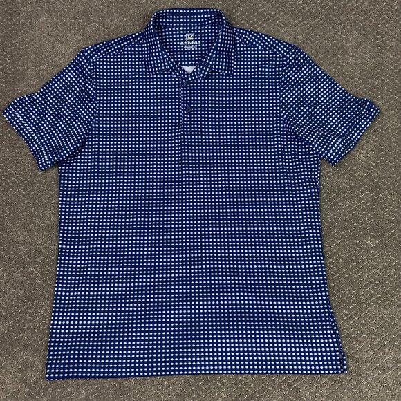 Mizzen + Main Polo Shirt Mens Medium Classic Fit Blue Geometric Golf Performance - Picture 2 of 12